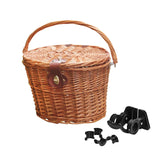 Maxbell Bike Front Basket Handcraft Accessories Storage Knitting with Lid Rattan Brown, Quick Release