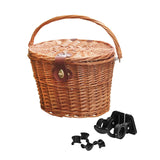 Maxbell Bike Front Basket Handcraft Accessories Storage Knitting with Lid Rattan Brown, Quick Release
