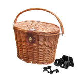 Maxbell Bike Front Basket Handcraft Accessories Storage Knitting with Lid Rattan Brown, Quick Release