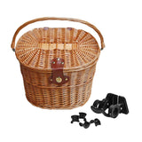 Maxbell Bike Front Basket Handcraft Accessories Storage Knitting with Lid Rattan Brown, Quick Release