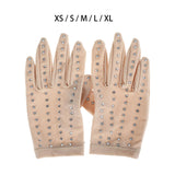 Maxbell Women Figure Skating Gloves Girls with Rhinestones for Show Competition XS