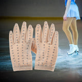 Maxbell Women Figure Skating Gloves Girls with Rhinestones for Show Competition XS