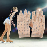 Maxbell Women Figure Skating Gloves Girls with Rhinestones for Show Competition M