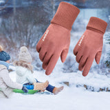 Maxbell Winter Warm Sports Gloves Suede Anti Slip for Running Skating Cold Weather Women Pink