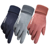 Maxbell Winter Warm Sports Gloves Suede Anti Slip for Running Skating Cold Weather Women Blue Green