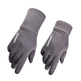 Maxbell Winter Warm Sports Gloves Suede Anti Slip for Running Skating Cold Weather Women Light Grey