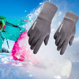 Maxbell Winter Warm Sports Gloves Suede Anti Slip for Running Skating Cold Weather Women Light Grey