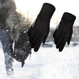 Maxbell Winter Warm Sports Gloves Suede Anti Slip for Running Skating Cold Weather Men  Black