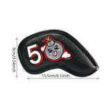 Maxbell PU Leather Golf Iron Headcover Number Embroideried for Golfers Protection Black