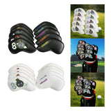 Maxbell PU Leather Golf Iron Headcover Number Embroideried for Golfers Protection Black