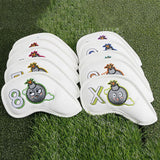 Maxbell PU Leather Golf Iron Headcover Number Embroideried for Golfers Protection White