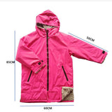 Maxbell Hooded Kids Changing Robe Jacket Suit Outwear Warm Rain Coat Surf Swim Parka Rose Red Grey