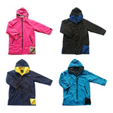 Maxbell Hooded Kids Changing Robe Jacket Suit Outwear Warm Rain Coat Surf Swim Parka Rose Red Grey