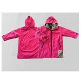 Maxbell Hooded Kids Changing Robe Jacket Suit Outwear Warm Rain Coat Surf Swim Parka Rose Red Grey