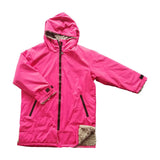 Maxbell Hooded Kids Changing Robe Jacket Suit Outwear Warm Rain Coat Surf Swim Parka Rose Red Grey