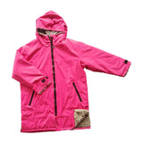 Maxbell Hooded Kids Changing Robe Jacket Suit Outwear Warm Rain Coat Surf Swim Parka Rose Red Grey