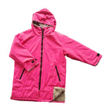 Maxbell Hooded Kids Changing Robe Jacket Suit Outwear Warm Rain Coat Surf Swim Parka Rose Red Grey