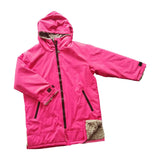 Maxbell Hooded Kids Changing Robe Jacket Suit Outwear Warm Rain Coat Surf Swim Parka Rose Red Grey