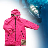 Maxbell Hooded Kids Changing Robe Jacket Suit Outwear Warm Rain Coat Surf Swim Parka Rose Red Grey