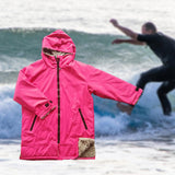 Maxbell Hooded Kids Changing Robe Jacket Suit Outwear Warm Rain Coat Surf Swim Parka Rose Red Grey