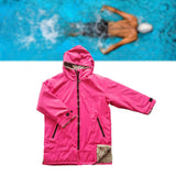 Maxbell Hooded Kids Changing Robe Jacket Suit Outwear Warm Rain Coat Surf Swim Parka Rose Red Grey