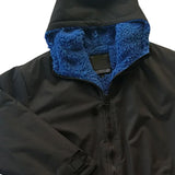 Maxbell Hooded Kids Changing Robe Jacket Suit Outwear Warm Rain Coat Surf Swim Parka Blue Black