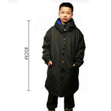 Maxbell Hooded Kids Changing Robe Jacket Suit Outwear Warm Rain Coat Surf Swim Parka Blue Black