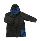 Maxbell Hooded Kids Changing Robe Jacket Suit Outwear Warm Rain Coat Surf Swim Parka Blue Black