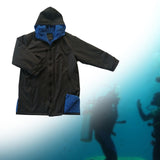 Maxbell Hooded Kids Changing Robe Jacket Suit Outwear Warm Rain Coat Surf Swim Parka Blue Black