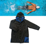 Maxbell Hooded Kids Changing Robe Jacket Suit Outwear Warm Rain Coat Surf Swim Parka Blue Black