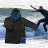 Maxbell Hooded Kids Changing Robe Jacket Suit Outwear Warm Rain Coat Surf Swim Parka Blue Black