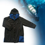 Maxbell Hooded Kids Changing Robe Jacket Suit Outwear Warm Rain Coat Surf Swim Parka Blue Black