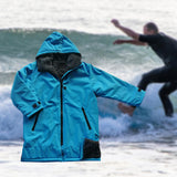 Maxbell Hooded Kids Changing Robe Jacket Suit Outwear Warm Rain Coat Surf Swim Parka Blue Gray