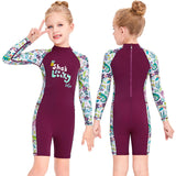 Maxbell Kid Swimwear Wetsuit Sun Protection Girls Swimsuit for Outdoor Swimming Violet Large