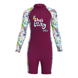 Maxbell Kid Swimwear Wetsuit Sun Protection Girls Swimsuit for Outdoor Swimming Violet Large