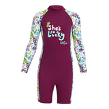 Maxbell Kid Swimwear Wetsuit Sun Protection Girls Swimsuit for Outdoor Swimming Violet Large