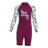 Maxbell Kid Swimwear Wetsuit Sun Protection Girls Swimsuit for Outdoor Swimming Violet Large