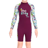 Maxbell Kid Swimwear Wetsuit Sun Protection Girls Swimsuit for Outdoor Swimming Violet Large
