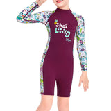 Maxbell Kid Swimwear Wetsuit Sun Protection Girls Swimsuit for Outdoor Swimming Violet Large