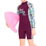 Maxbell Kid Swimwear Wetsuit Sun Protection Girls Swimsuit for Outdoor Swimming Violet Large