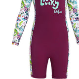 Maxbell Kid Swimwear Wetsuit Sun Protection Girls Swimsuit for Outdoor Swimming Violet Large