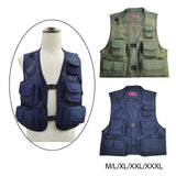 Maxbell Men Fishing Vest Multi Zipper Pockets for Hunting Photography Climbing Green M