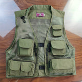 Maxbell Men Fishing Vest Multi Zipper Pockets for Hunting Photography Climbing Green M