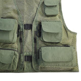 Maxbell Men Fishing Vest Multi Zipper Pockets for Hunting Photography Climbing Green M