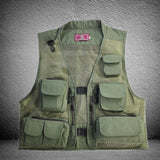 Maxbell Men Fishing Vest Multi Zipper Pockets for Hunting Photography Climbing Green XL