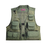 Maxbell Men Fishing Vest Multi Zipper Pockets for Hunting Photography Climbing Green XL