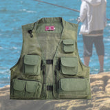 Maxbell Men Fishing Vest Multi Zipper Pockets for Hunting Photography Climbing Green XL
