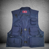 Maxbell Men Fishing Vest Multi Zipper Pockets for Hunting Photography Climbing Blue L
