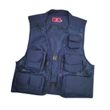 Maxbell Men Fishing Vest Multi Zipper Pockets for Hunting Photography Climbing Blue 2XL