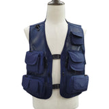 Maxbell Men Fishing Vest Multi Zipper Pockets for Hunting Photography Climbing Blue 2XL